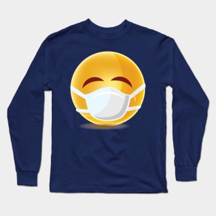 Emoji Emoticon Happy Face Mask Face Cover Pattern Long Sleeve T-Shirt